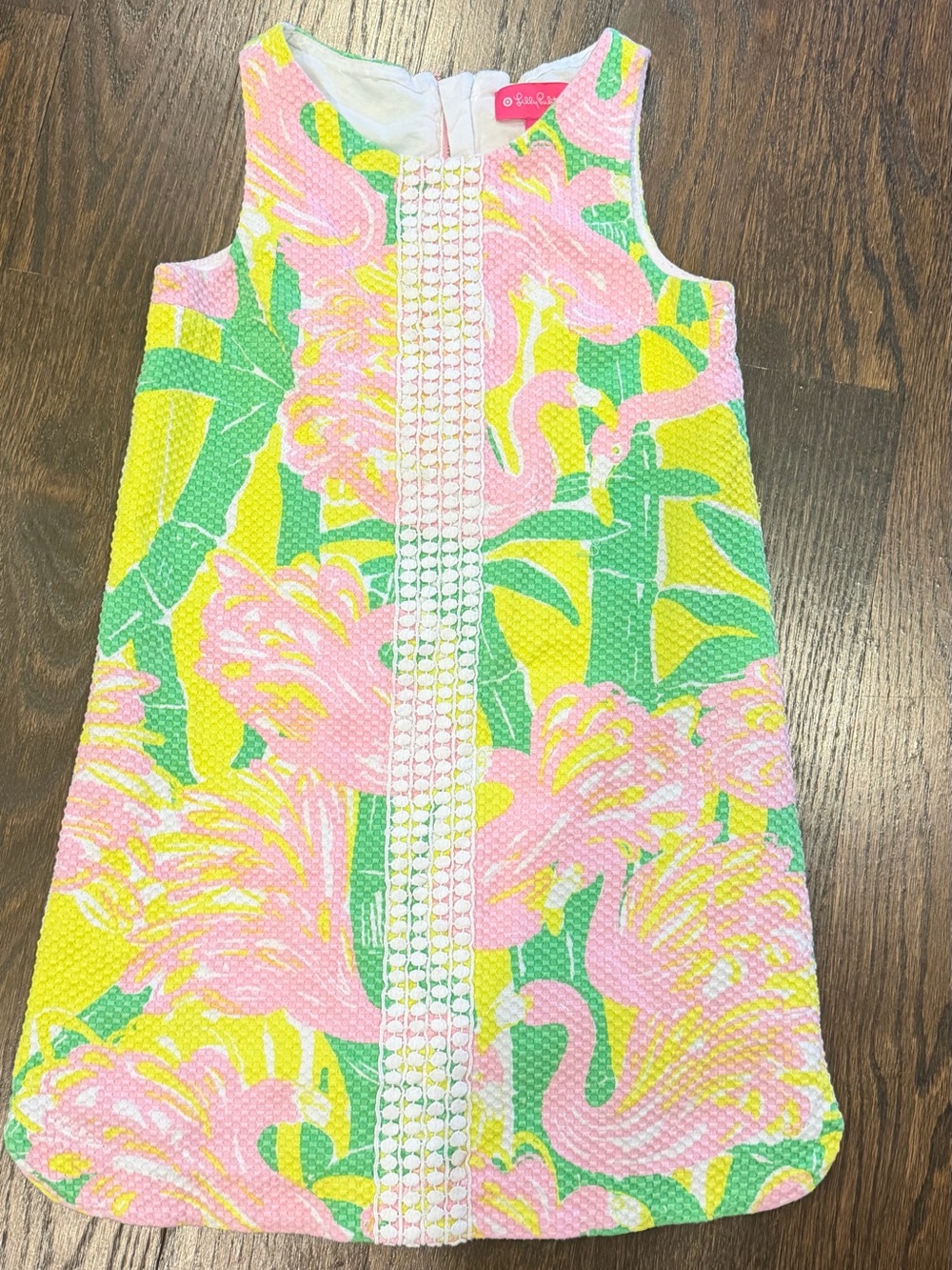 Lilly Pulitzer Pink, Yellow & Green Embroidered Textured Dress